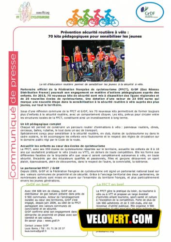 gallery Communiqué-Prévention sécurité routière à vélo : 70 kits pédagogiques pour sensibiliser les jeunes