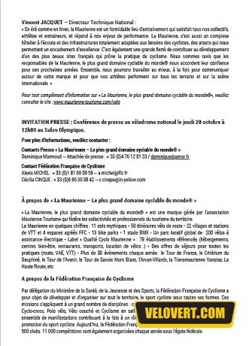gallery Communiqué de presse : la Maurienne renouvelle son engagement auprès de la Fédération Française de Cyclisme