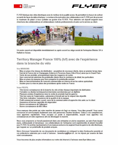 gallery Flyer cherche son &quot;Territory manager&quot; pour la France